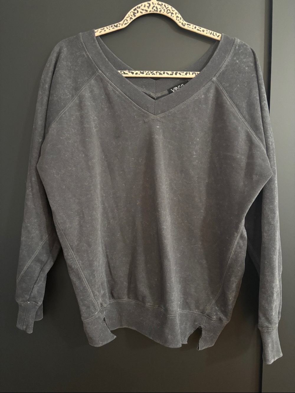Washed Black Style V-Neck Sweater